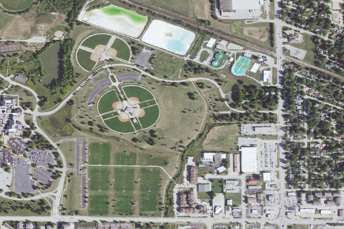 Aerial view of Dodds Park Disc Golf Course