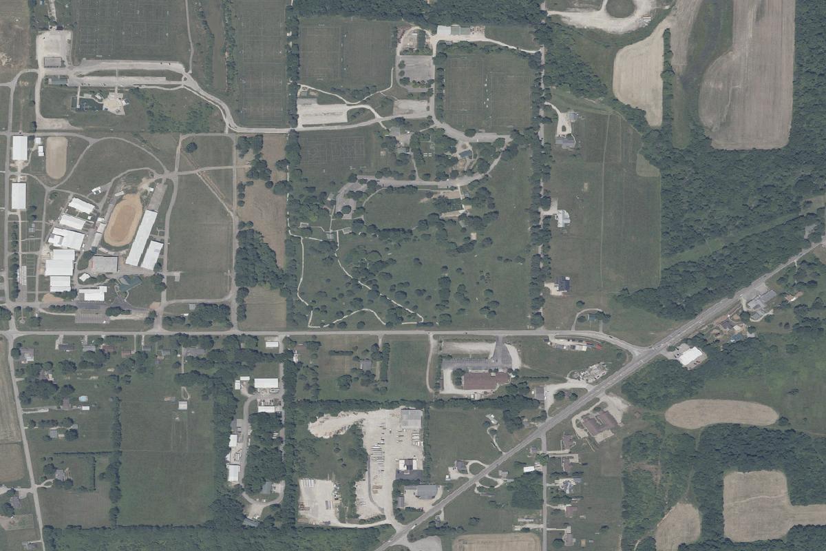 Aerial view of Karst Farm Park Disc Golf Course