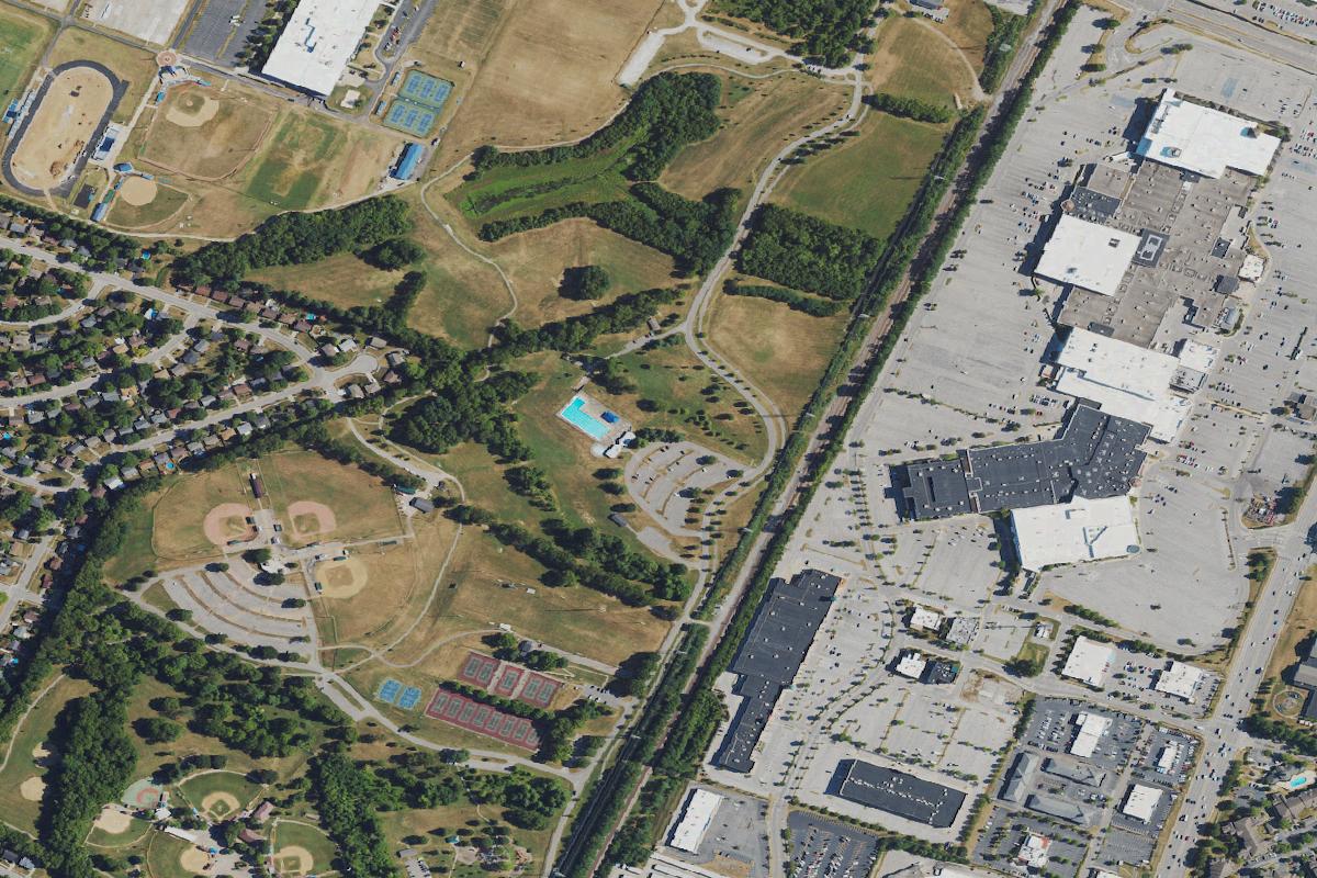Aerial view of Shillito Park Disc Golf Course