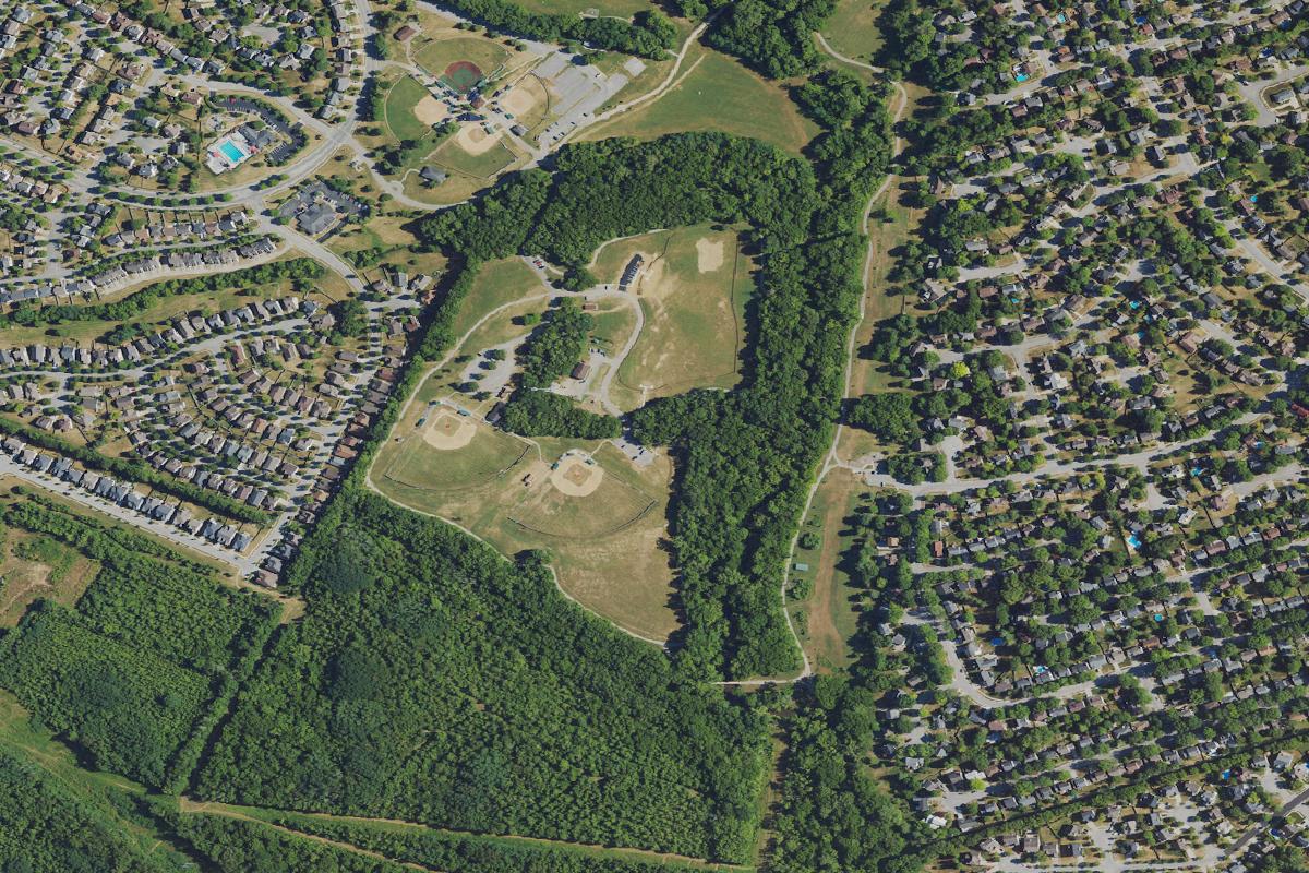 Aerial view of Veterans Park Disc Golf Course