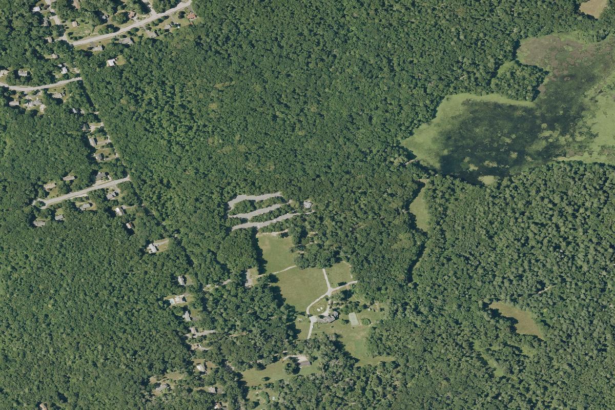 Aerial view of Borderland State Park Disc Golf Course