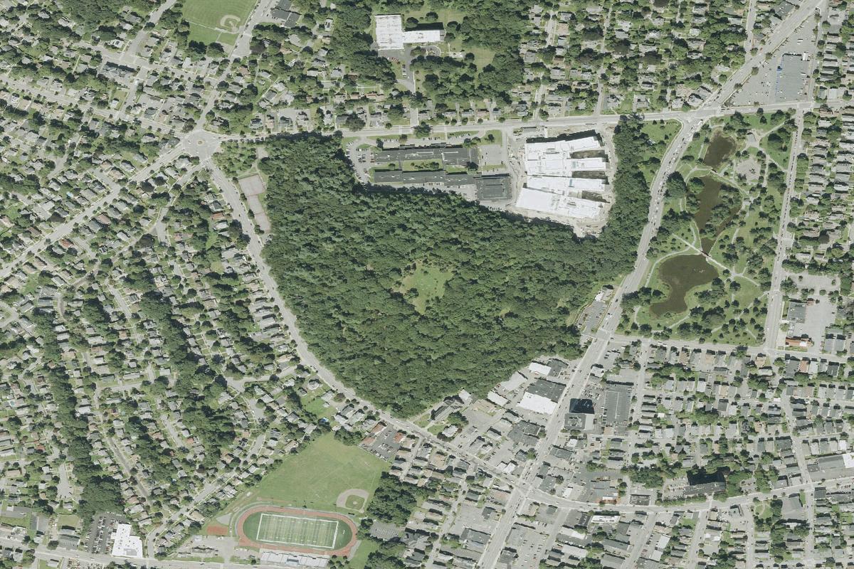 Aerial view of Newton Hill Disc Golf Course