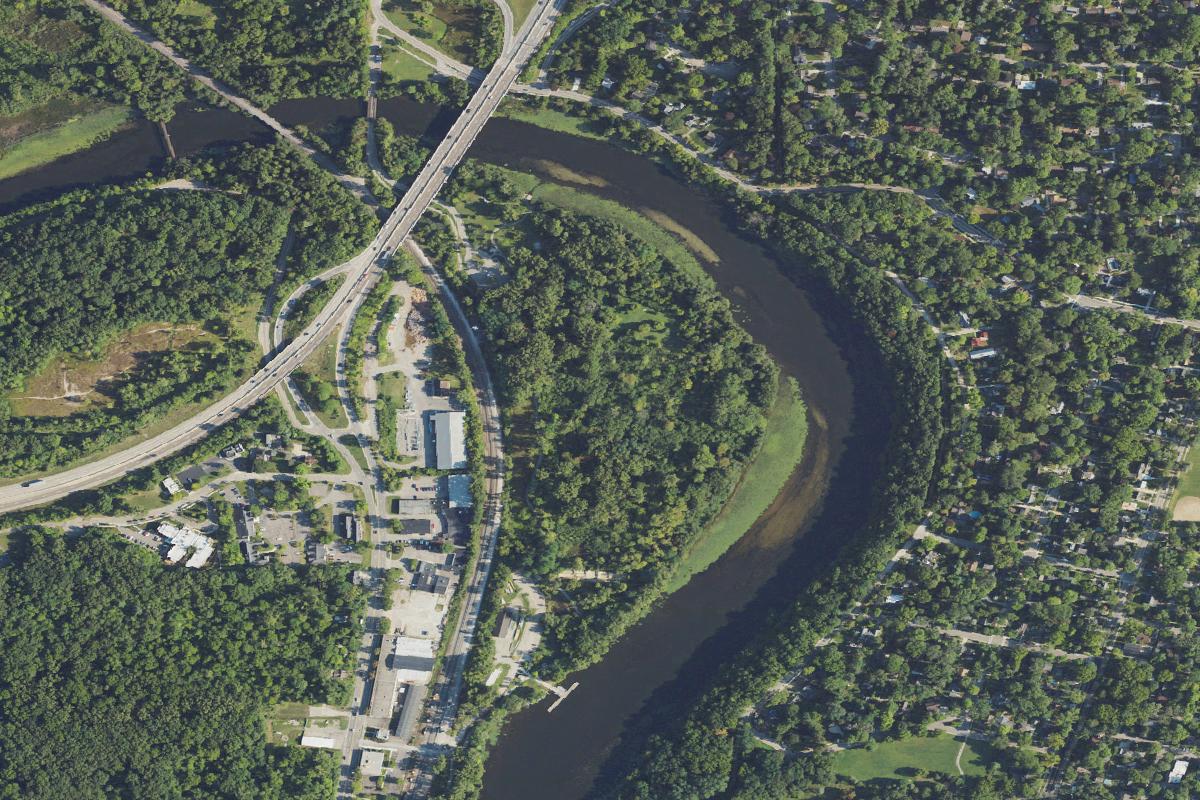 Aerial view of Bandemer Park Disc Golf Course