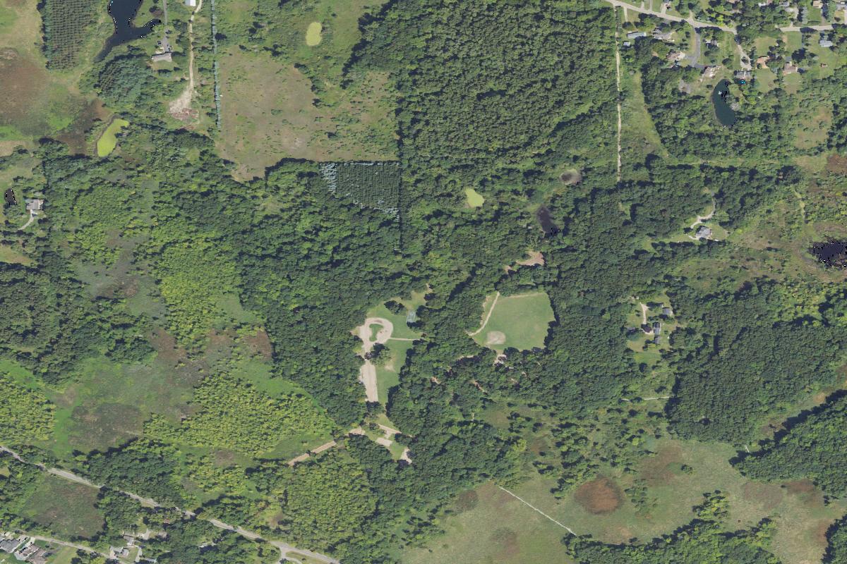 Aerial view of Tadpole Beach Disc Golf Course