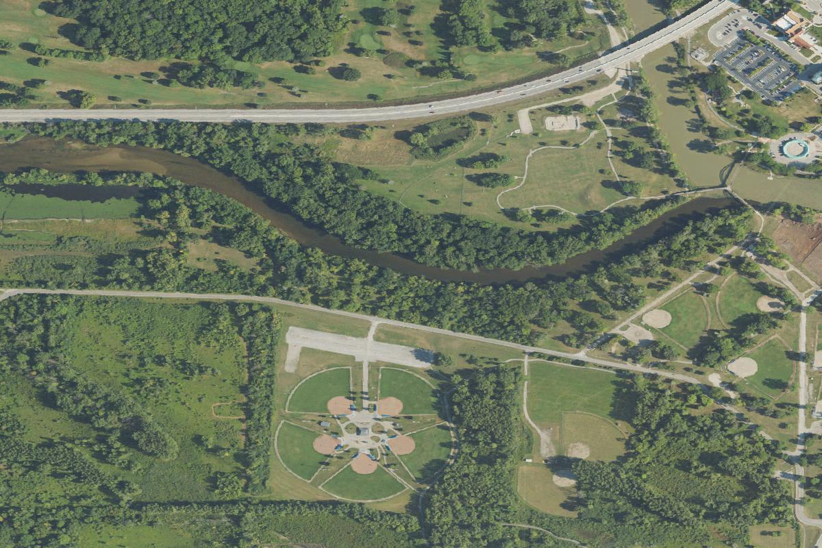 Aerial view of Chippewa Banks Disc Golf Course