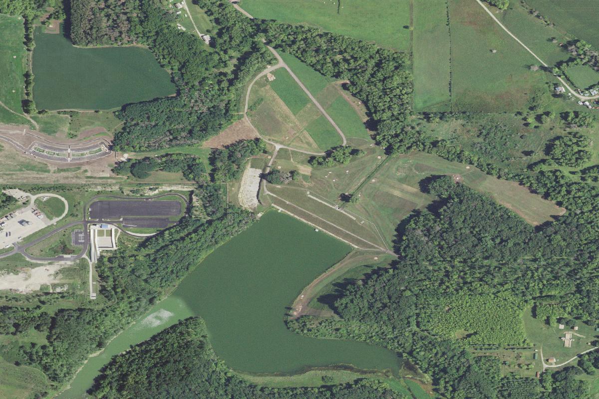 Aerial view of Driftless 18 at Gamehaven Park