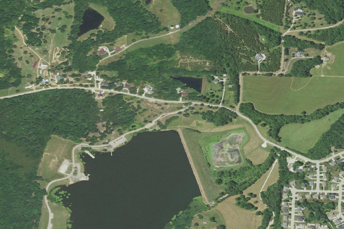 Aerial view of The Dam Course at Binder Park