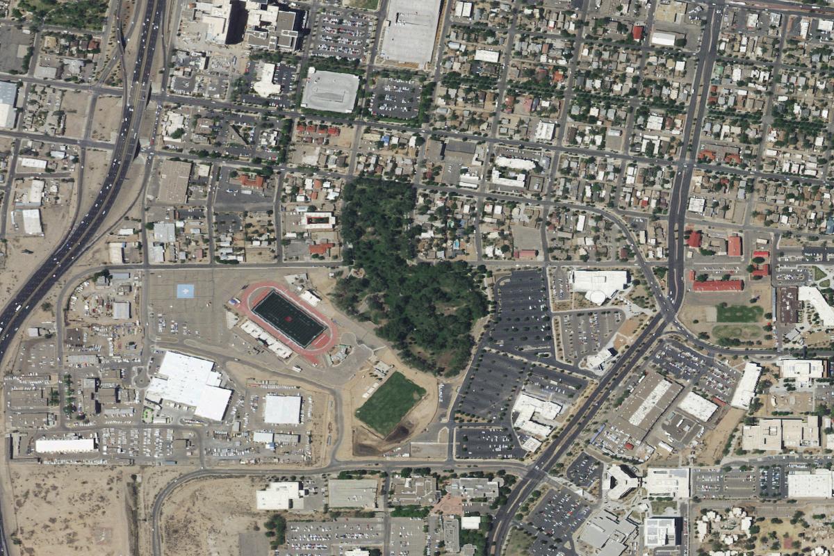 Aerial view of Roosevelt Park Disc Golf Course