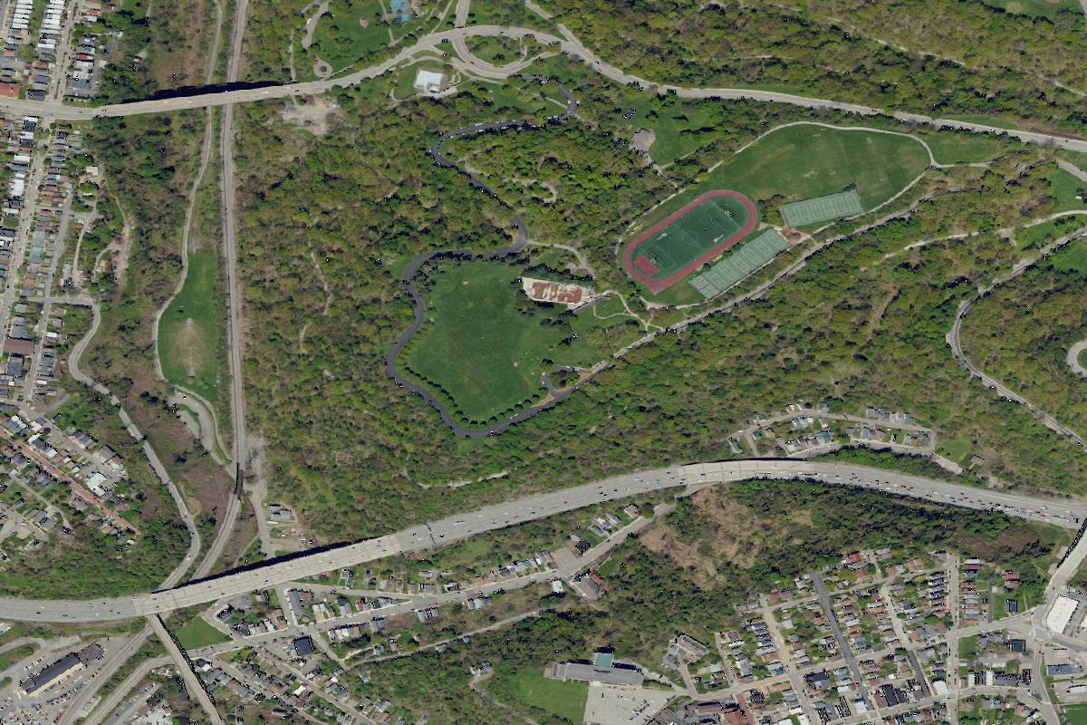 Aerial view of Schenley Park Disc Golf Course