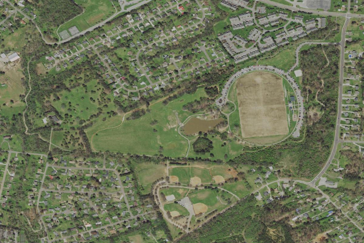 Aerial view of Victor Ashe Park Disc Golf Course