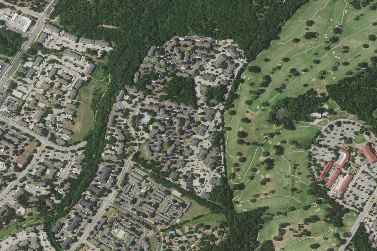 Aerial view of Roy G. Guerrero Disc Golf Course