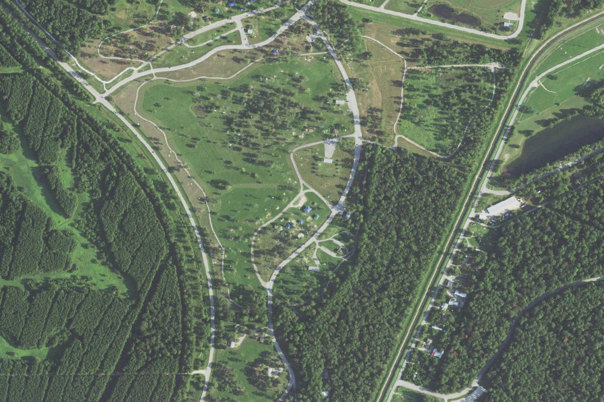 Aerial view of Deussen Park Disc Golf Course