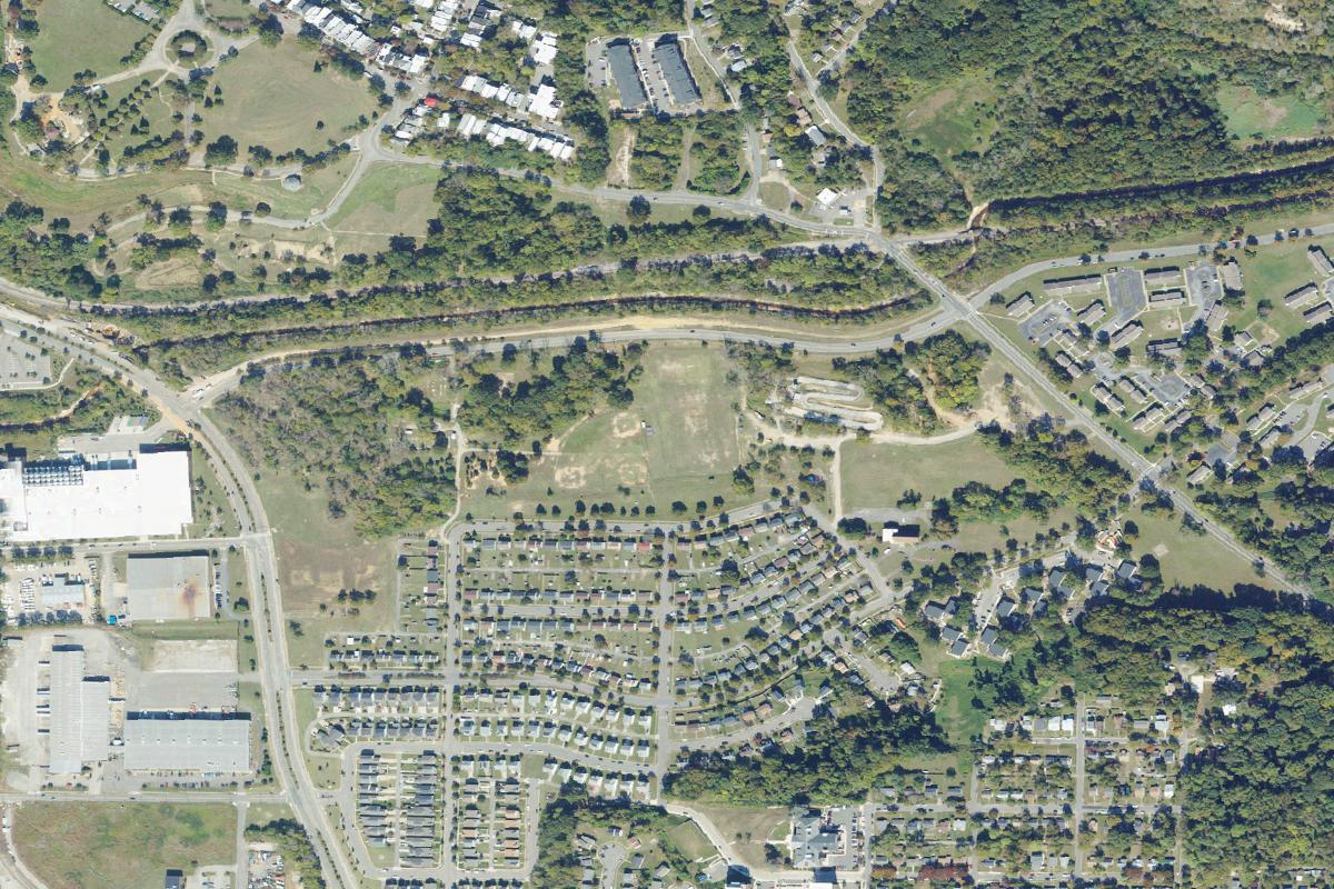 Aerial view of Gillies Creek Park Disc Golf Course