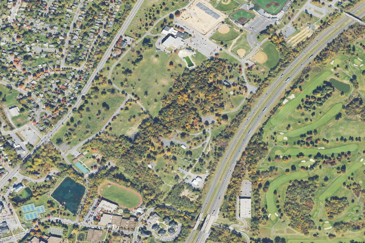 Aerial view of Jim Barnett Park Disc Golf Course